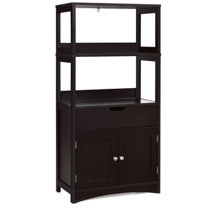 Giantex Floor Storage Cabinet, Freestanding Organizer, Kitchen Pantry Holder w/Anti-Toppling Mechanism, Wooden Entryway Sideboard