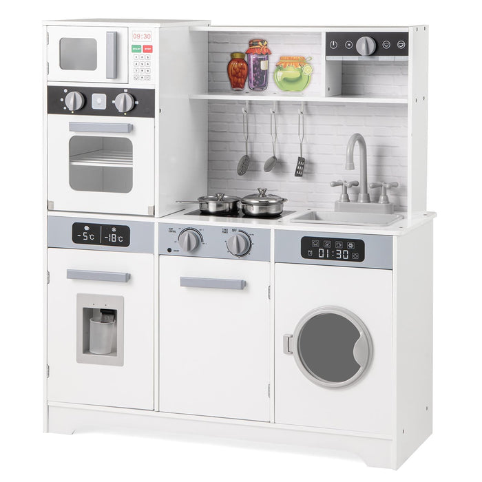 Kids Play Kitchen Toy Set with Water Dispenser and Washing Machine for Kids
