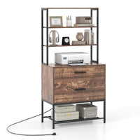 Giantex File Cabinet with Charging Station, Freestanding Printer Stand