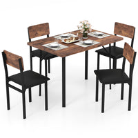 5-Piece Dining Table Set Industrial Kitchen Table and 4 PU Leather Upholstered Chairs