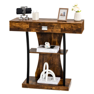 Giantex T-Shaped Console Table for Small Space, Behind Couch Table with Drawer