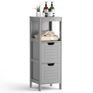 Giantex Bathroom Floor Cabinet, Multifunctional Wooden Storage Cabinet, Sturdy Side Cabinet