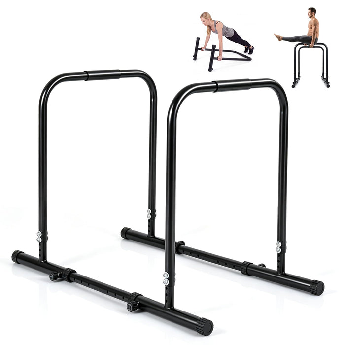 Adjustable Dip Bar, Heavy Duty Parallette Push Up Stand with 660 LBS Capacity, Anti-Slip Foam Grips