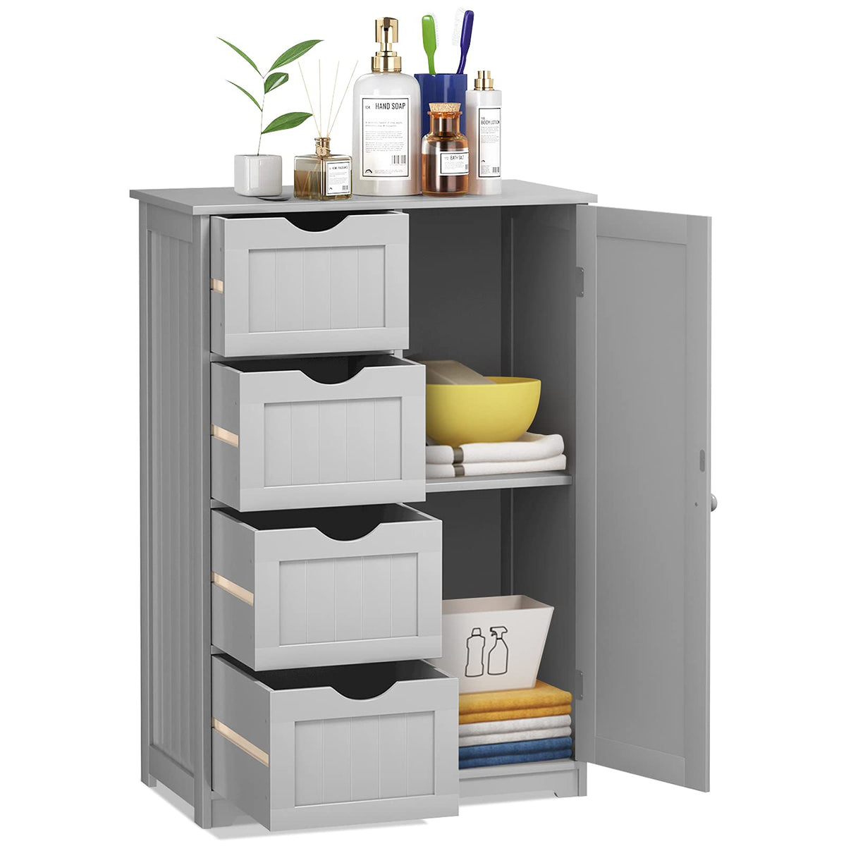 Giantex Bathroom Storage Cabinet with 4 Drawers & 1 Door