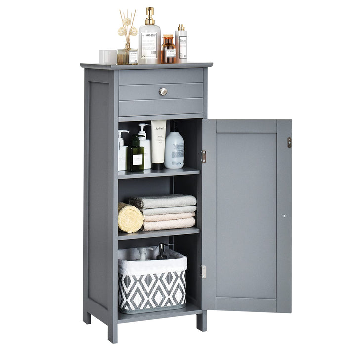 Bathroom Storage Cabinet, Single Door Floor Cabinet with Drawer and 3-Level Adjustable Shelves