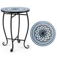 Outdoor Side Table Mosaic Patio Accent 35.5cm Coffee End Table