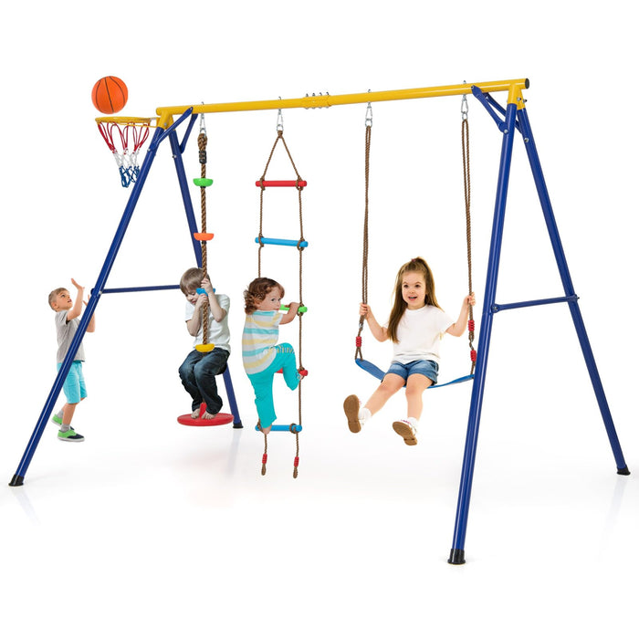 300 kg Heavy Duty Swing Set with Basketball Hoop for Kids