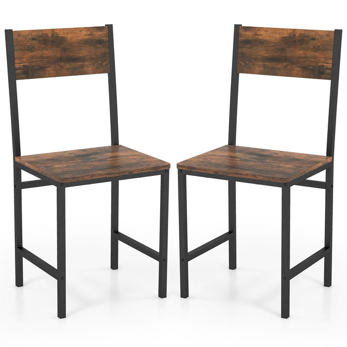 Dining Chairs Set of 2/4, Rustic Wood & Metal Frame