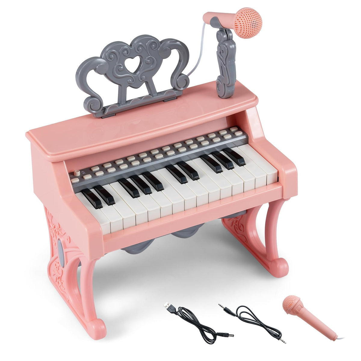 Mini Keyboard Piano for Kids, 25 Keys Electric Piano w/Music Stand & Microphone