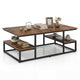 Rectangle Center Table with Open Shelves and Metal Frame for Living Room