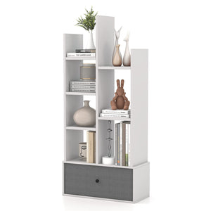 Giantex Industrial/Modern Style Bookshelf, Bookcase with Non-Woven Drawer & 7 Storage Shelves