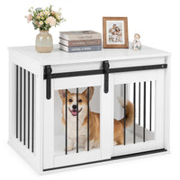 Dog Crate Furniture, 80 cm Heavy Duty Dog Kennel with Sliding Barn Door