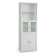 Giantex Freestanding Bathroom Storage Cabinet, Kitchen Pantry Cupboard with Glass Doors, White