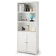 Giantex 182CM Bookcase with Doors, 3 Tier Open Book Shelving, Standing Wooden Display Bookcase