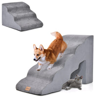 Foam Pet Stairs Set w/5-Tier & 3-Tier Dog Ramps, Non-Slip & Gentle-Slope Wide Dog Steps