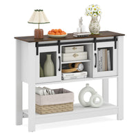 102cm Small Farmhouse Console Table with Adjustable Shelf and 2 Storage Cabinets for Entrance