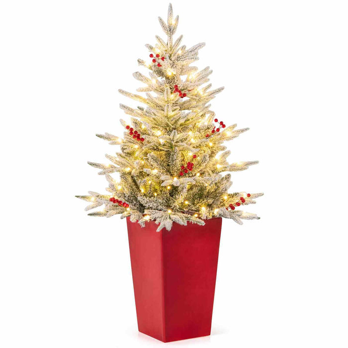 122 CM Pre-lit Artificial Entrance Christmas Tree Potted with 313 Branch Tips