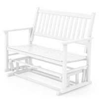 Patio Glider Loveseat Chair Swing Rocking Bench with Slatted Seat and Curved Backrest