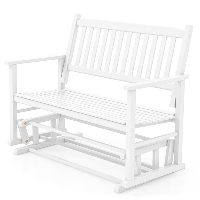 Patio Glider Loveseat Chair Swing Rocking Bench with Slatted Seat and Curved Backrest