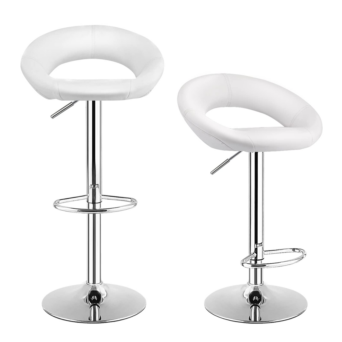 Giantex Bar Stool Set of 2, Height Adjustable & 360° Home Bar Stool w/ Non-Slip Base & Steel Footrest