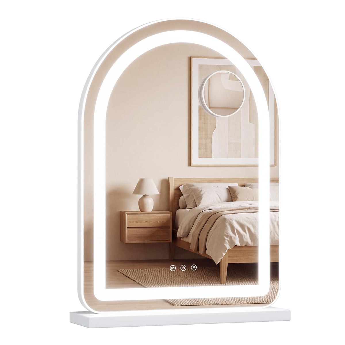 Giantex Arched Vanity Mirror with LED Lights & Removable Magnify Mirror