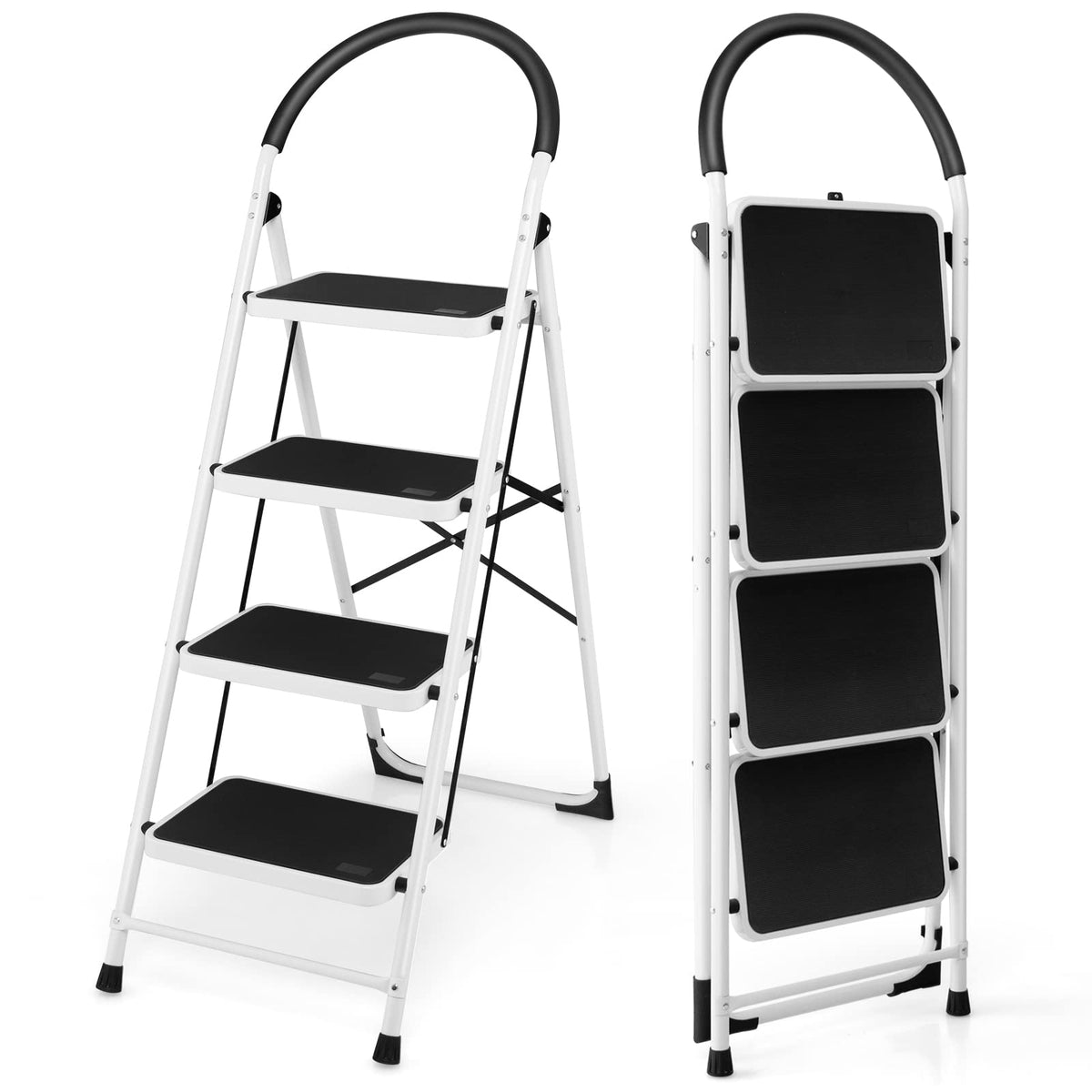 Folding Step Stool Stepladders W/Widen Pedal (4-Step)