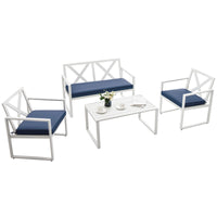 4 Pieces Outdoor Conversation Set, Patio Chair Set with Side Table