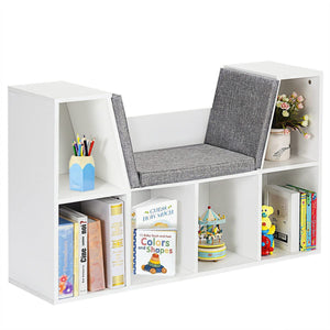 Giantex 6-Cubby Kids Bookcase with Cushioned Reading Nook and Mat