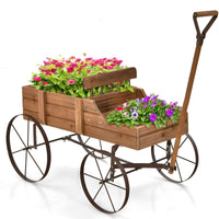 Wood Wagon Planter with Adjustable Handle