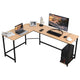 L-Shaped Corner Computer Desk, Home Office Desk PC Laptop Study Table, with CPU Stand