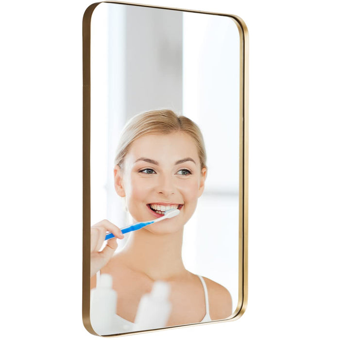 Giantex 80cm x 50cm Bathroom Wall Mirror, Rectangular Wall Hanging Mirror (Gold)
