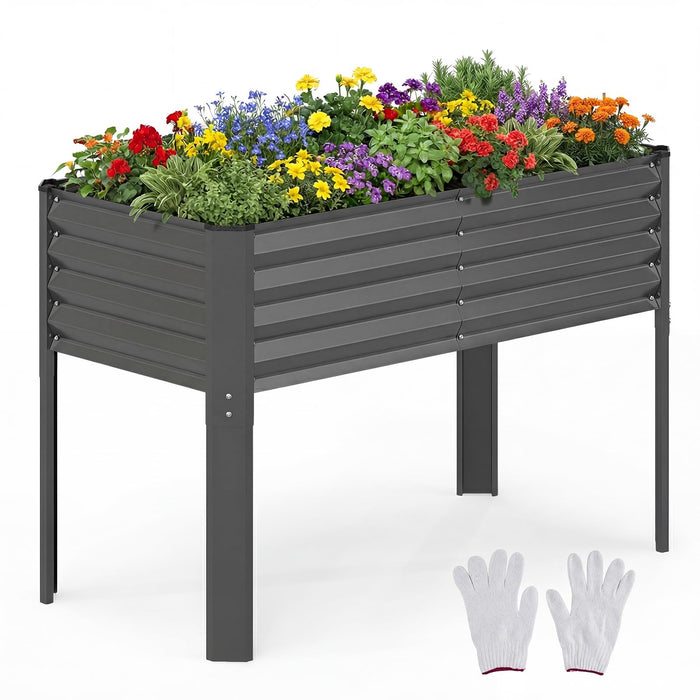 Galvanized Raised Garden Bed with Legs, Metal Elevated Planter Box for Gardening Vegetables, Flowers