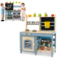 2-In-1 Outdoor Kids Play Kitchen and Grocery Store for 3-8 Years Old Toddlers