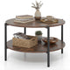 Giantex Round 2-Tier Industrial Coffee Table with Open Storage Shelf