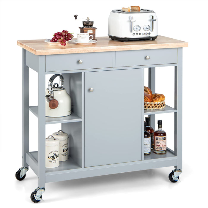 Giantex Kitchen Island on Wheels, Rolling Cart with Open Shelves, Storage Drawers & Cabinet