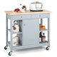 Giantex Kitchen Island on Wheels, Rolling Cart with Open Shelves, Storage Drawers & Cabinet