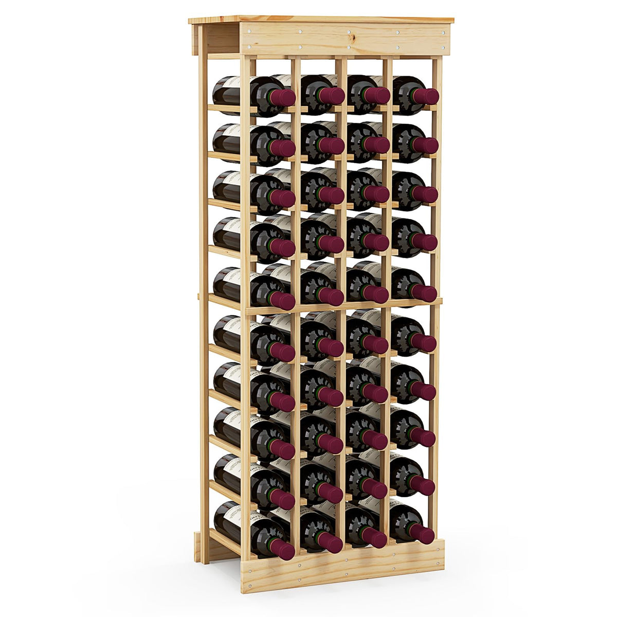Giantex 40 Bottles Modular Wine Rack, Solid Wood Wine Bottle Holder with Anti-toppling Device