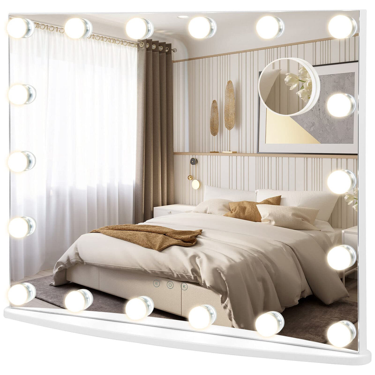 Giantex Vanity Mirror with Lights, Large Makeup Mirror with 18 Dimmable LED Bulbs, Wall-Mounted