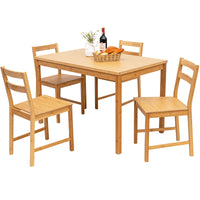 Giantex 5-Piece Dining Set Wooden Kitchen Desk Set w/ 1 Rectangular Table & 4 Chairs Natural