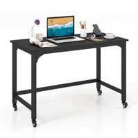 Giantex Rolling Computer Desk Mobile Writing Study Desk w/ 4 Universal Lockable Casters & Wooden Top & Metal Frame