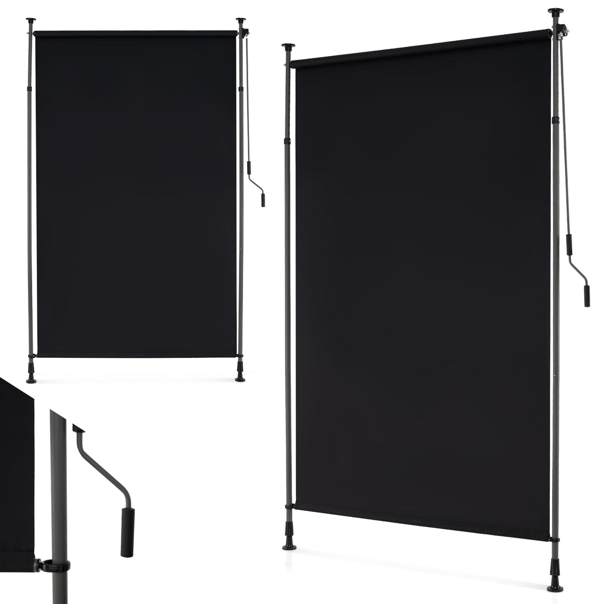 150/200 cm Vertical Retractable Patio Awning with Crank Handle