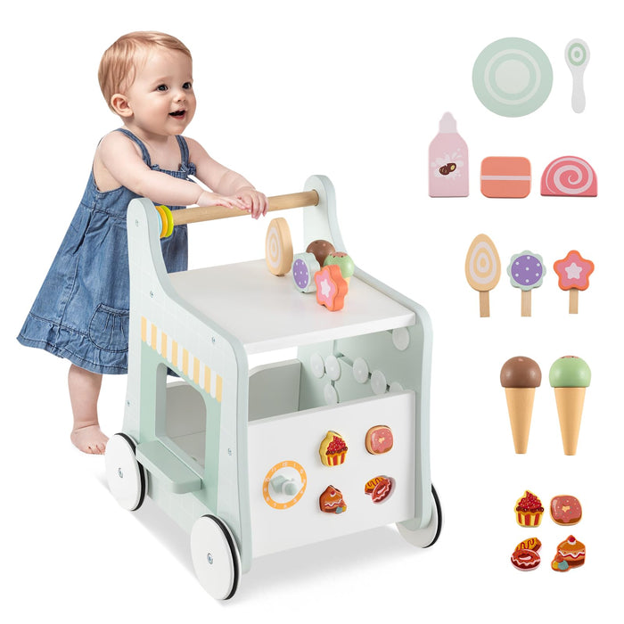 Montessori Push & Pull Walking Toy Dessert Ice Cream Cart