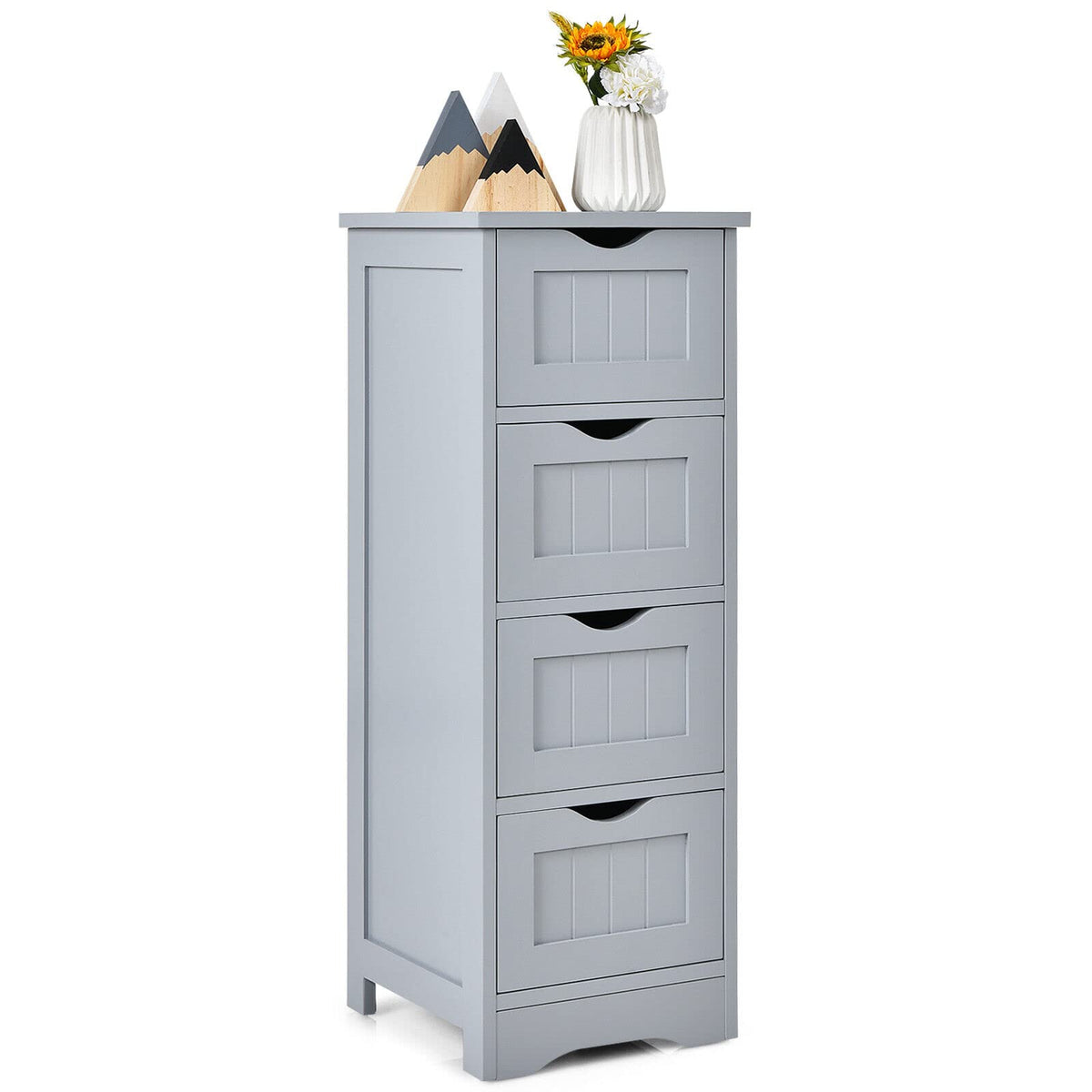 Giantex Bathroom Floor Cabinet, Freestanding Side Storage Cabinet W/ 4 Drawers & Anti-Toppling Device