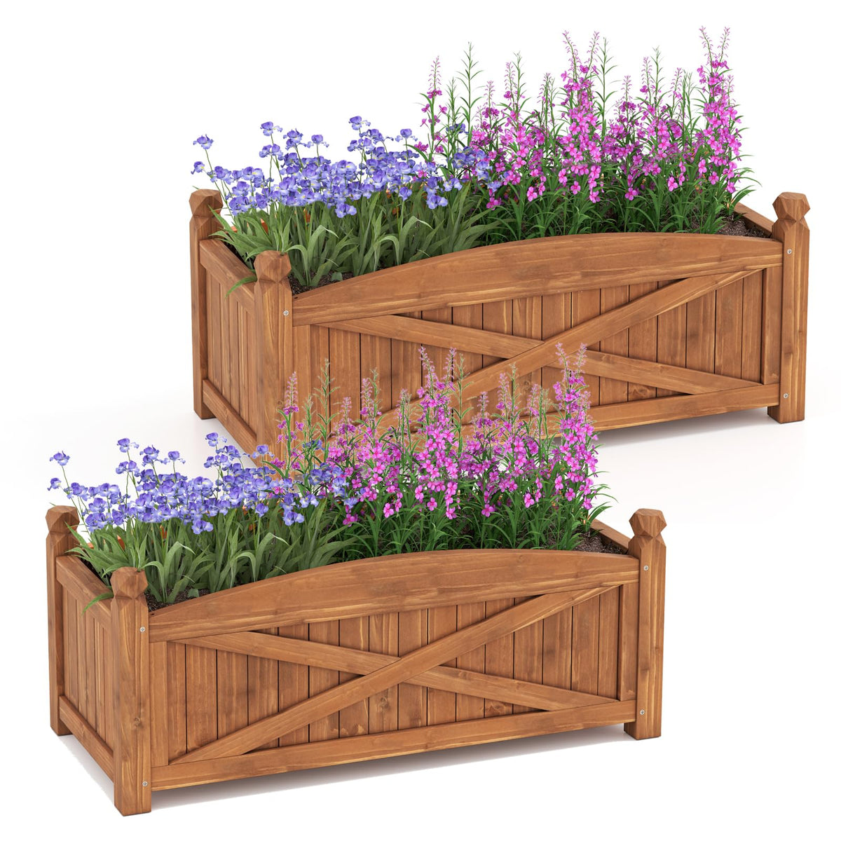 Wooden Raised Garden Bed 90 x 40 x 37 cm Rectangle Planter