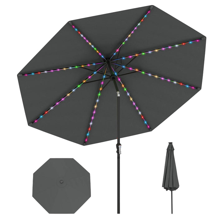 3 m Solar Patio Umbrella w/ 96 LED Lights, 9 Modes