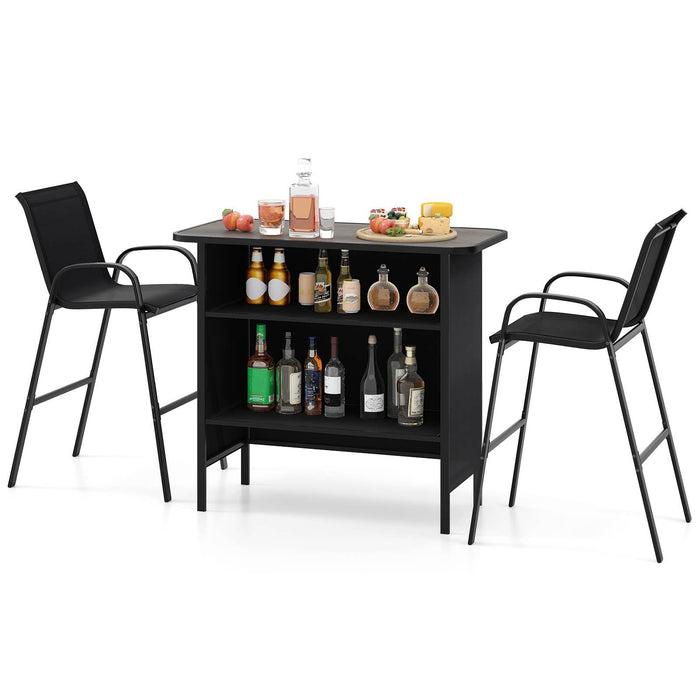 3 Piece Outdoor Bar Set, Patio Bar Height Table & Chairs