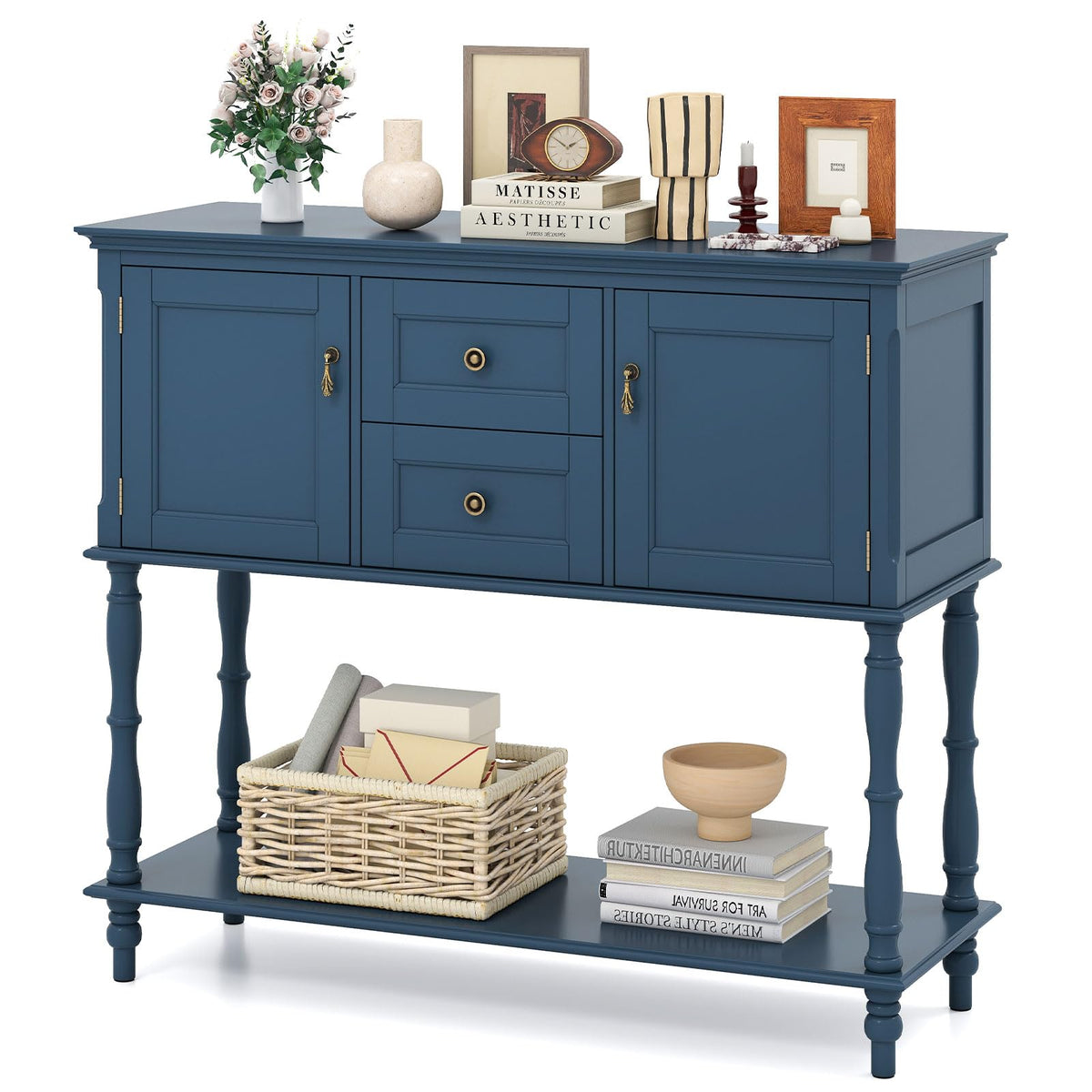 Console Table with 2 Drawers & 2 Door Cabinets