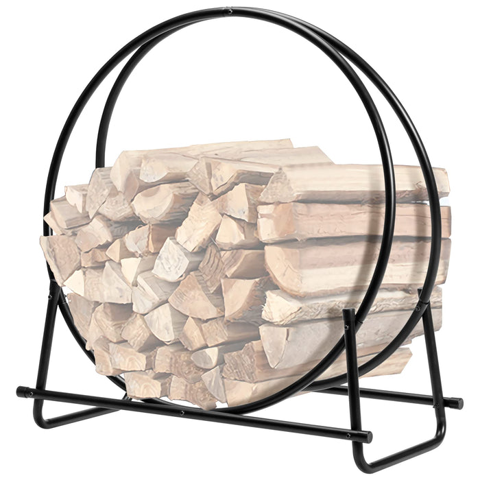 30" Tubular Steel Log Hoop Firewood Storage Rack Holder Round Display
