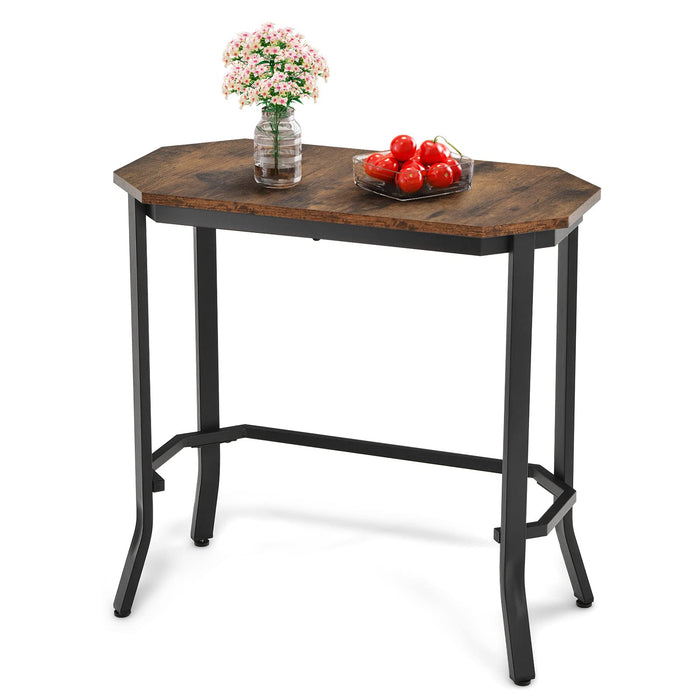 Giantex Industrial End Table, Side Table w/Wooden Tabletop & Metal Frame