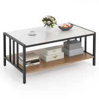 2-Tier Rectangular Center Table with Sintered Stone Tabletop
